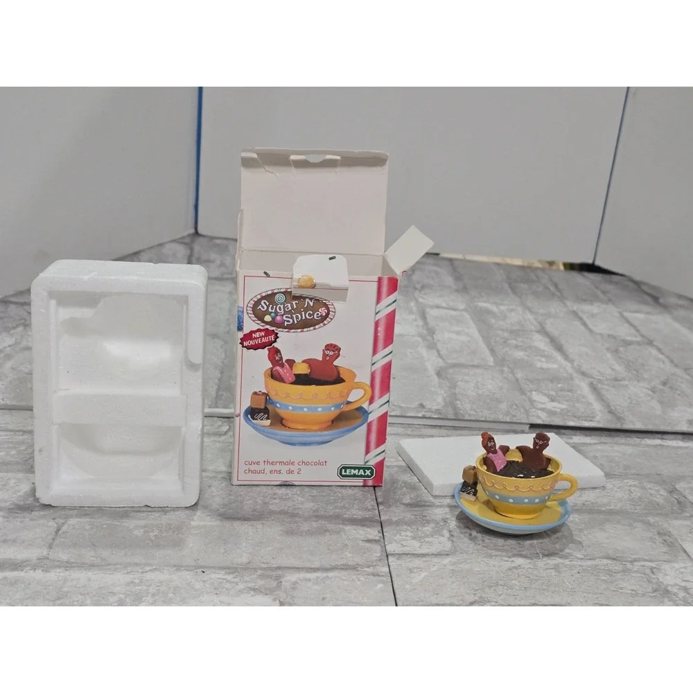 VTG Lemax Christmas Village Sugar‎ N Spice Hot Chocolate Tub Set #43428 With Box